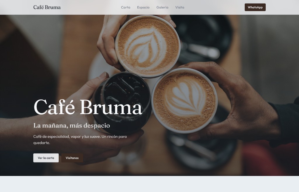 Demo de diseño web para Café Bruma