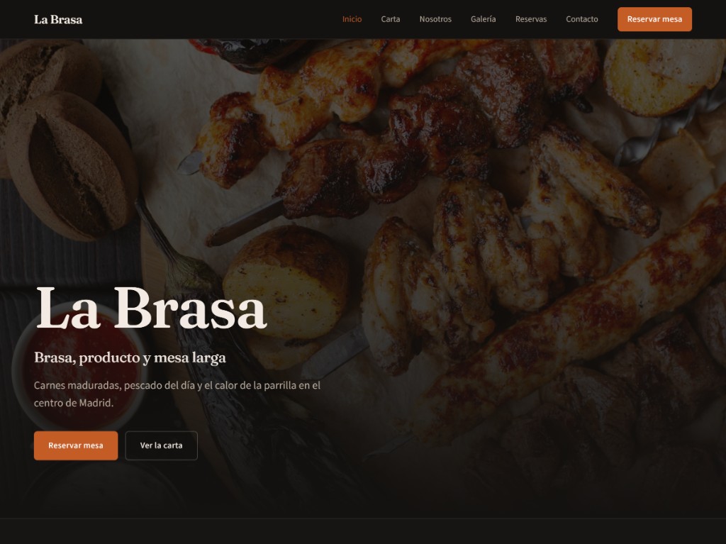 Demo de diseño web para restaurante La Brasa